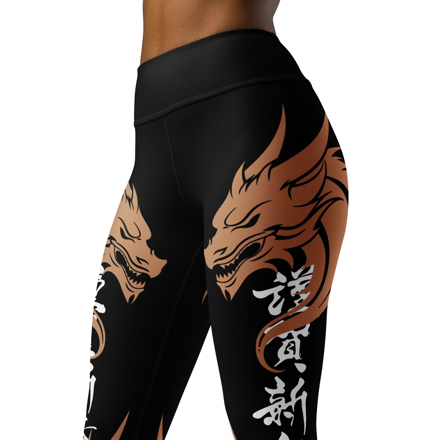 Women's Leggings for Fitness, Yoga, and Streetwear - Call The Dragon - Black, gold and white - Necxium.store.1