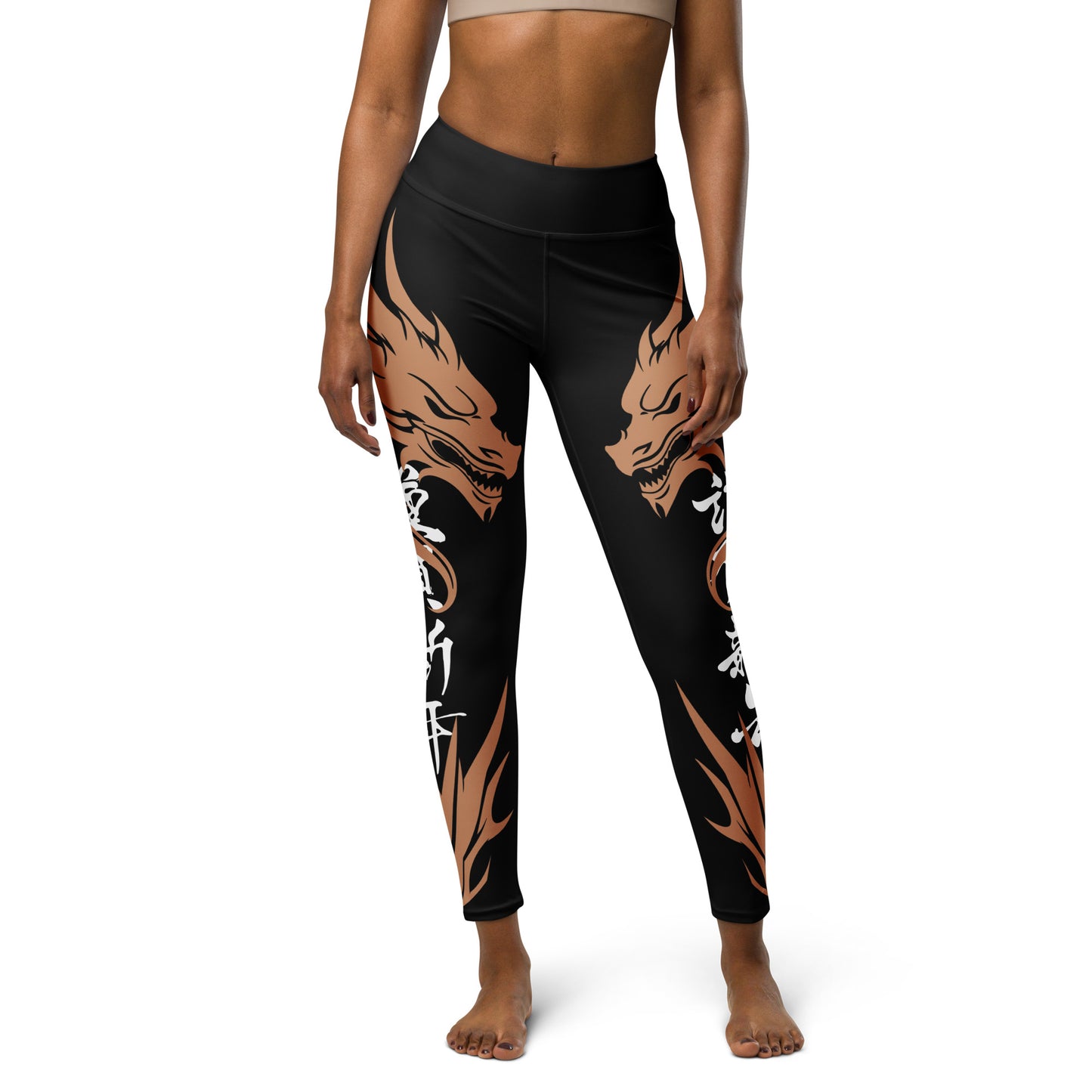 Women's Leggings for Fitness, Yoga, and Streetwear - Call The Dragon - Black, gold and white - Necxium.store.2