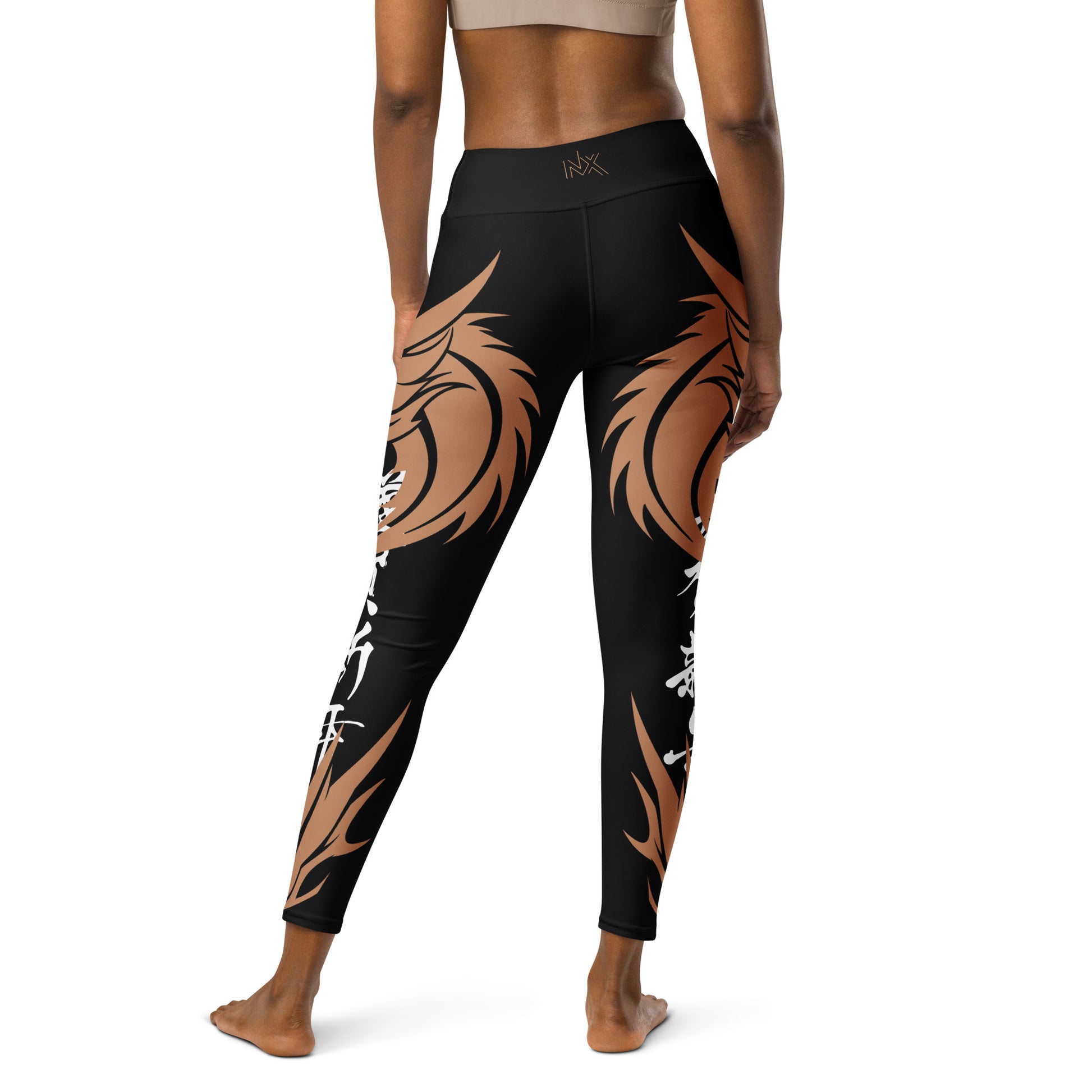 Women's Leggings for Fitness, Yoga, and Streetwear - Call The Dragon - Black, gold and white - Necxium.store.3