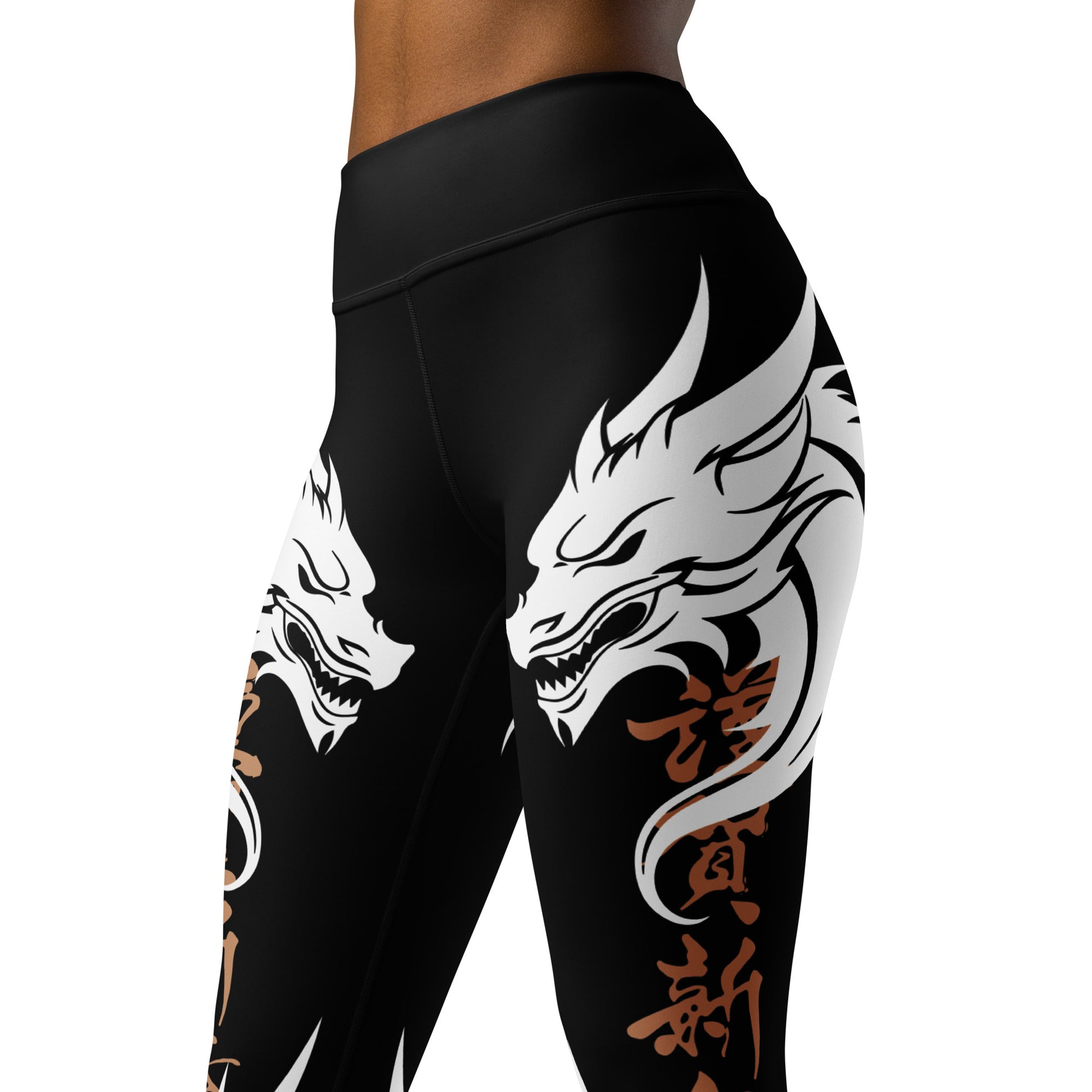 Women's Leggings for Fitness, Yoga, and Streetwear - Call The Dragon - Black, white and gold - Necxium.store.1