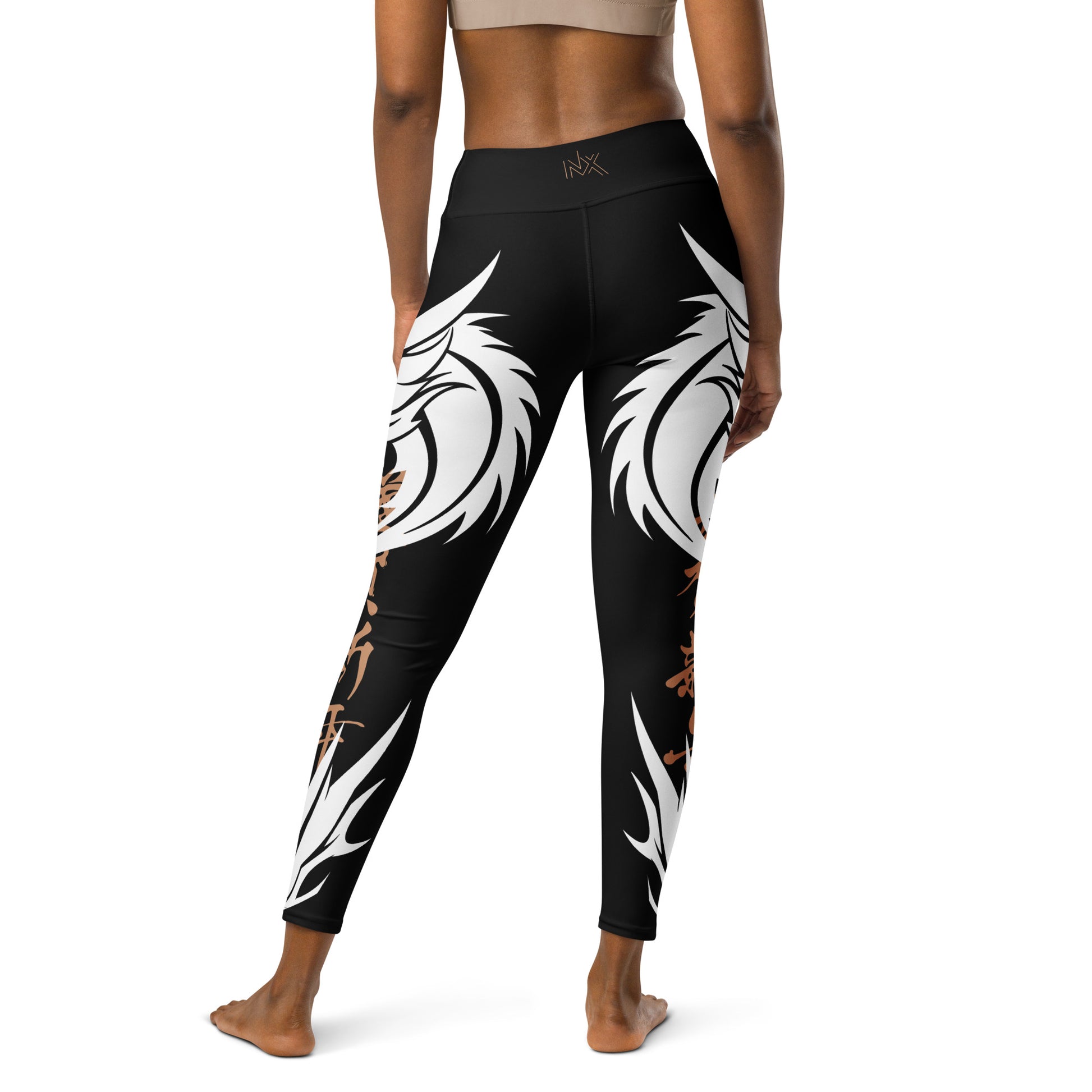 Women's Leggings for Fitness, Yoga, and Streetwear - Call The Dragon - Black, white and gold - Necxium.store.3