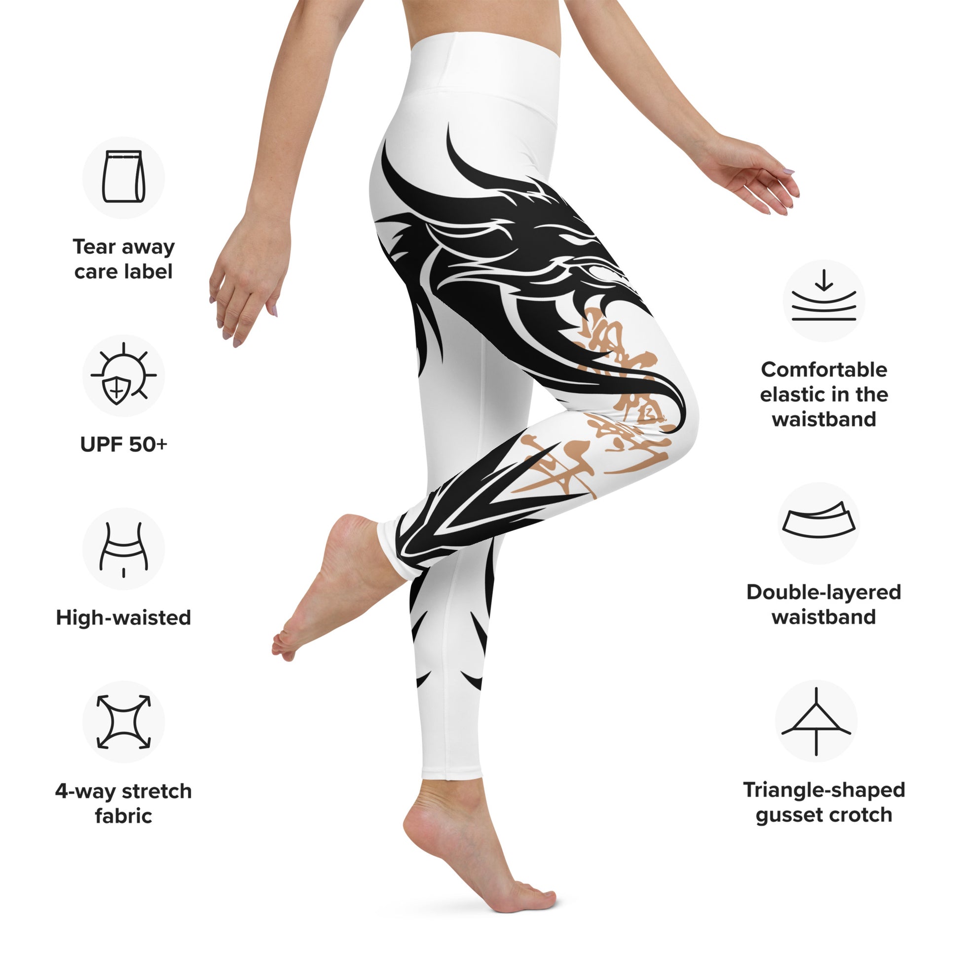 Women's Leggings for Fitness, Yoga, and Streetwear - Call The Dragon - Black and Gold - Necxium.store.4