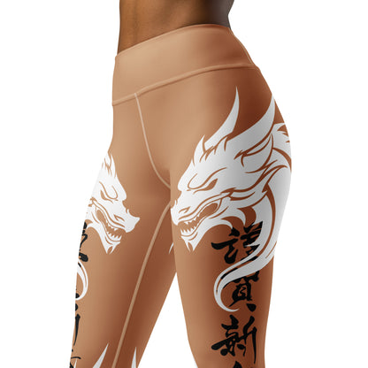 Women's Leggings for Fitness, Yoga, and Streetwear - Call The Dragon - Gold, white and Black - Necxium.store.1