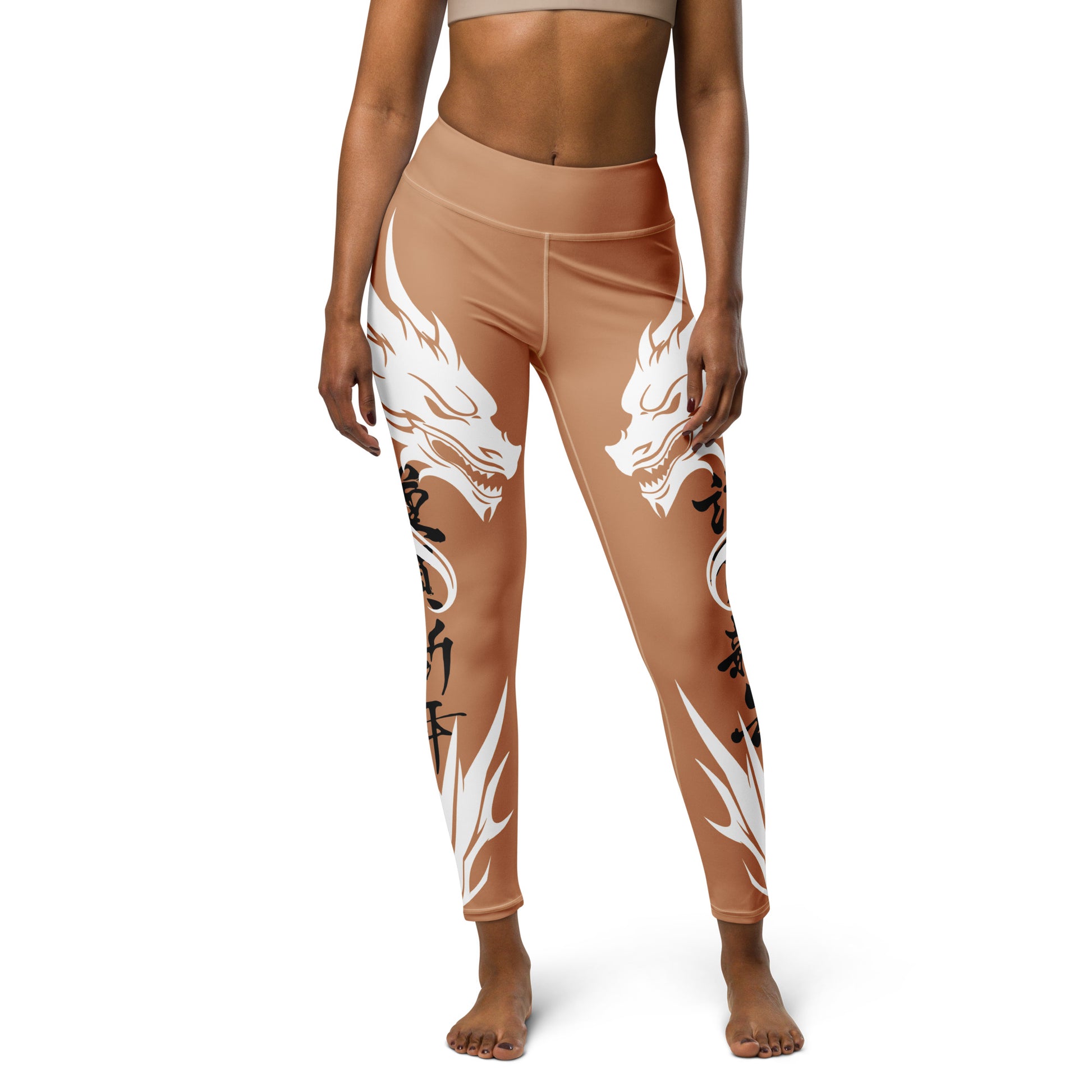 Women's Leggings for Fitness, Yoga, and Streetwear - Call The Dragon - Gold, white and Black - Necxium.store.2