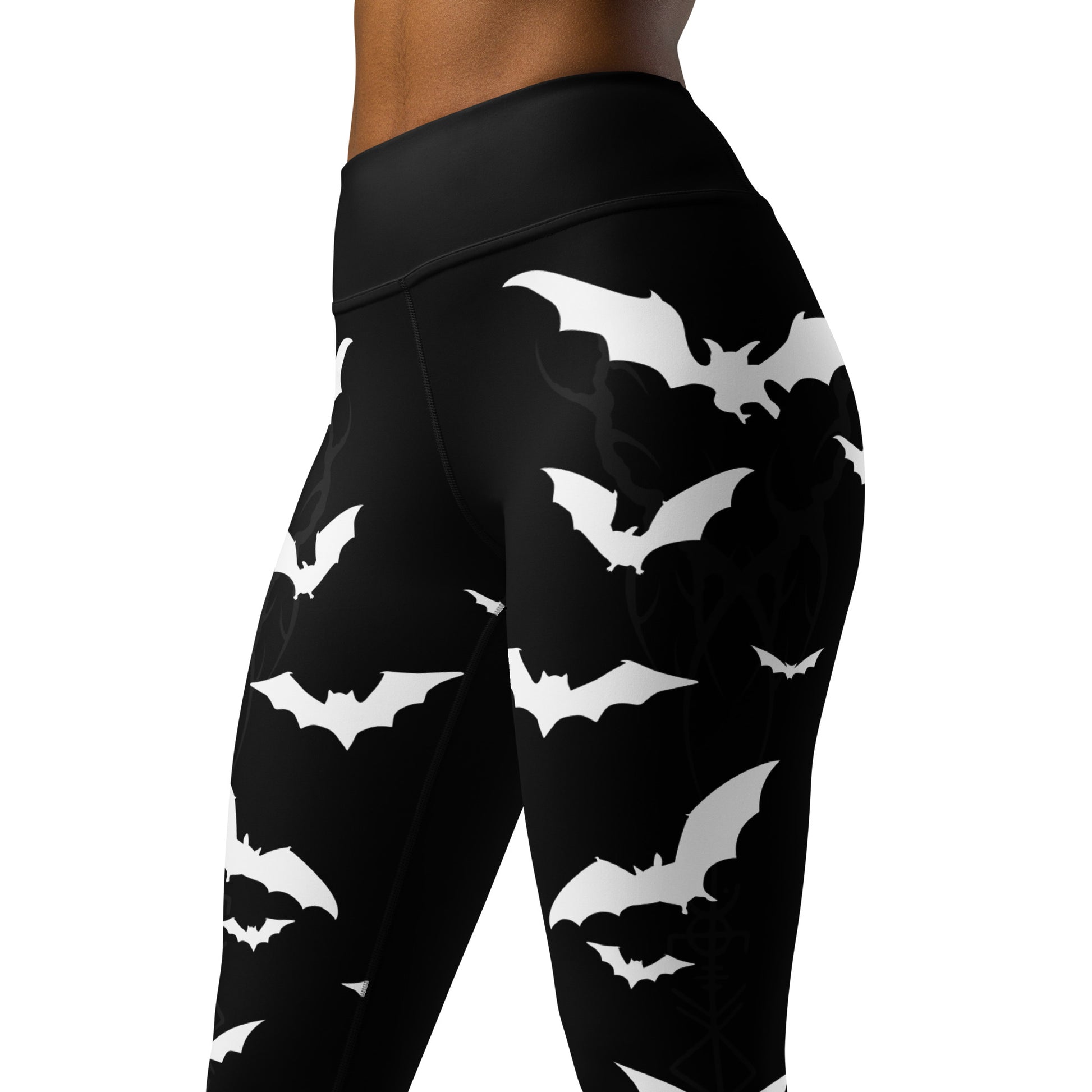 Women's Leggings for Fitness, Yoga, and Streetwear - Swarm Of Bats - Black and White - Necxium.store.1